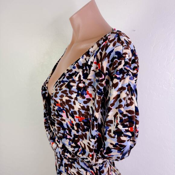 Vince Camuto Asymmetric Draped Sheath Midi Dress Blue Modest Career sz 12 NWT - Picture 7 of 12